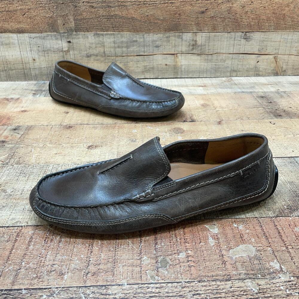 Clarks Shoes Mens Size 9 42 Brown Leather Cushion Soft Comfort Moccasin Slip On